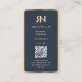 Minimal Realtor Charcoal Blue Faux Gold Border Visitekaartje (Achterkant)