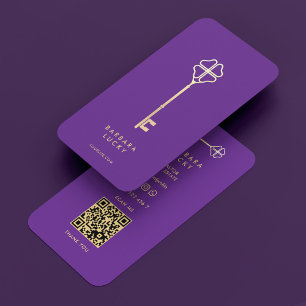 Minimal Realtor Hypotheekmakelaar Royal Paarse Key Visitekaartje