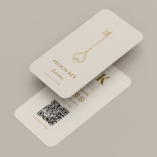 Minimal Realtor Key Initials Sand Mortgage Visitekaartje