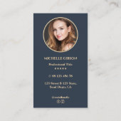 Minimal Realtor Lucky Key Foto Charcoal Blue Visitekaartje (Achterkant)