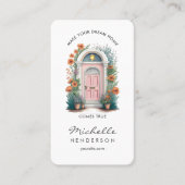 Minimal Realtor Pastel Roze Deur Visitekaartje Contactkaartje (Voorkant)