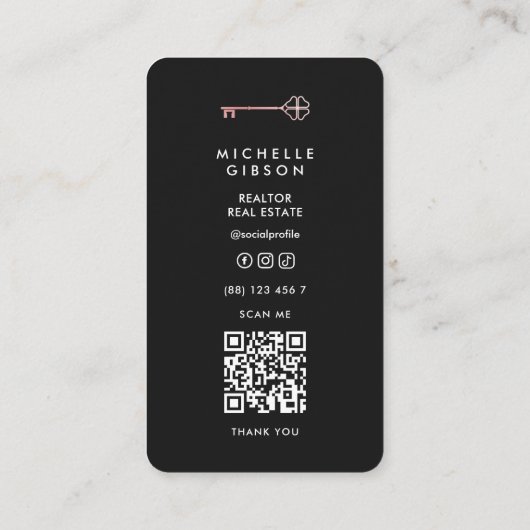 Minimal Realtor Pastel Roze Deur Visitekaartje Contactkaartje (Achterkant)