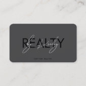 Minimal Realtor Realty Dark Grey-script Visitekaartje (Voorkant)
