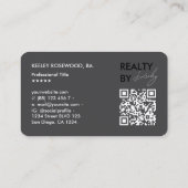 Minimal Realtor Realty Dark Grey-script Visitekaartje (Achterkant)