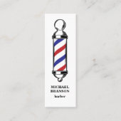 Minimal Red Blue Barber Shop Haarbaard Business Mini Visitekaartje (Voorkant)