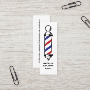Minimal Red Blue Barber Shop Haarbaard Business Mini Visitekaartje