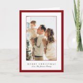 Minimal Red Border Photo Elegant Christmas Feestdagen Kaart (Voorkant)