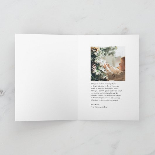 Minimal Red Border Photo Elegant Christmas Feestdagen Kaart (Binnen)