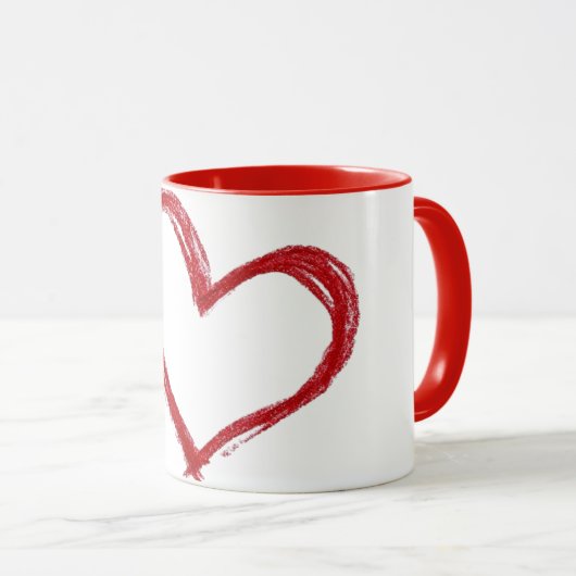 Minimal Red Heart Mug | Simple Love Coffee Cup Mok (Voorkant rechts)