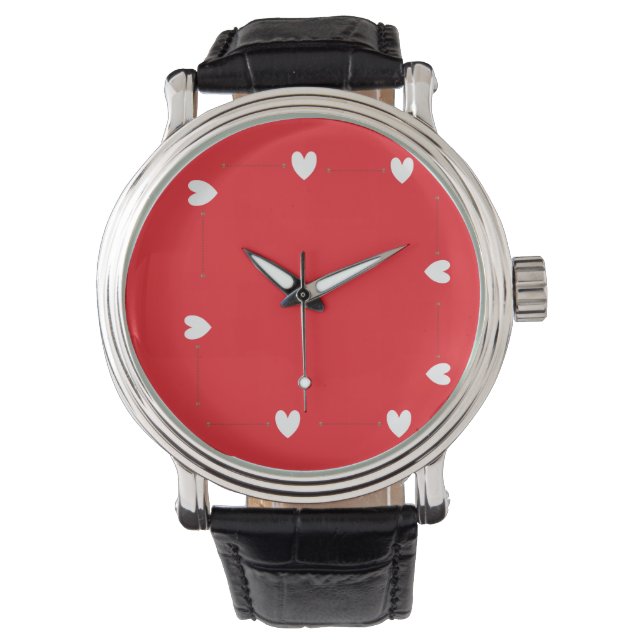 Minimal Red Heart Watch – Elegant Love Design Horloge (Voorkant)