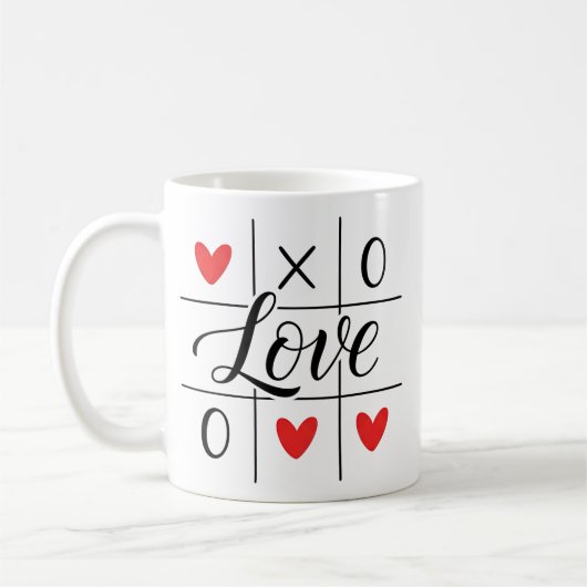 Minimal Red Hearts Love Mug Koffiemok (Links)