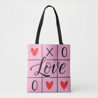 Minimal Red Hearts Love Tote Bag