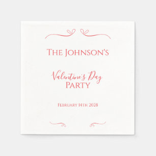 Minimal Red Pink Valentijnsdag Party Servet