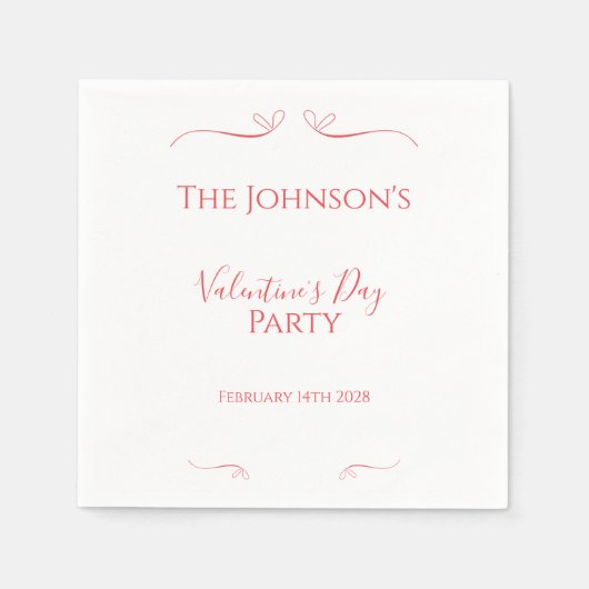Minimal Red Pink Valentijnsdag Party Servet (Voorkant)