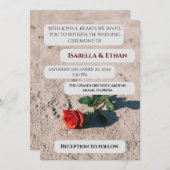 Minimal Red Rose Wedding Invitation Kaart (Voorkant / Achterkant)
