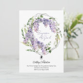Minimal Regency Era Wisteria krans bruiloft Kaart (Staand voorkant)