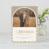 Minimal Religious Family Arch Photo Christmas Feestdagenkaart (Staand voorkant)