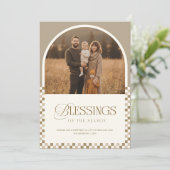 Minimal Religious Family Arch Photo Christmas Feestdagenkaart (Staand voorkant)