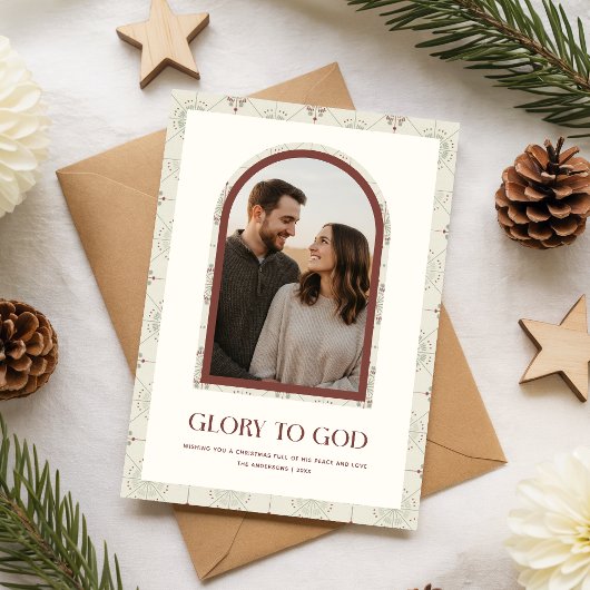 Minimal Religious Family Arch Photo Christmas Feestdagenkaart