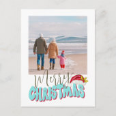 Minimal Retro 1 Foto Feestelijk Leuk Vrolijk Kerst Feestdagenkaart (Voorkant)