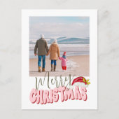 Minimal Retro 1 Foto Feestelijk Leuk Vrolijk Kerst Feestdagenkaart (Voorkant)