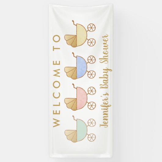 Minimal Retro Carriage Parade Baby shower Welkom Spandoek (Verticaal)