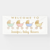 Minimal Retro Carriage Parade Baby shower Welkom Spandoek (Horizontaal)