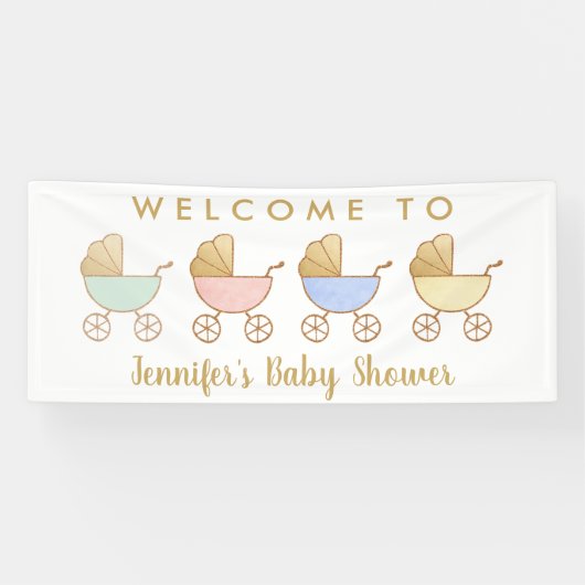 Minimal Retro Carriage Parade Baby shower Welkom Spandoek (Horizontaal)