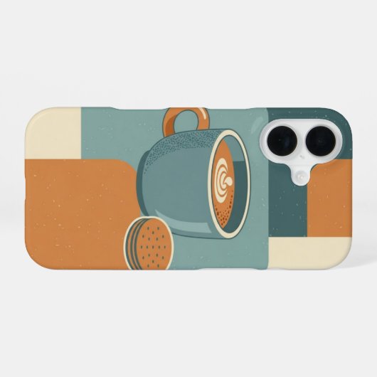 Minimal Retro Coffee and Cookie iPhone 16 Hoesje (Achterkant horizontaal)
