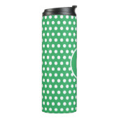 Minimal Retro Green Polka Dots initiaal letter Thermosbeker (Gedraaid links)