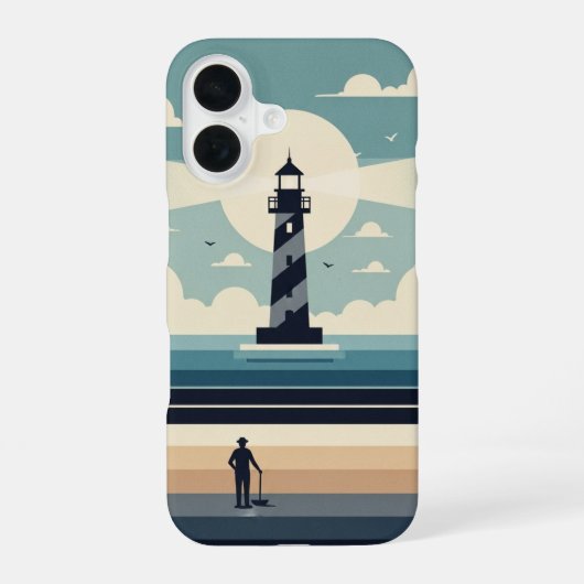 Minimal Retro Lighthouse iPhone 16 Hoesje (Achterkant)