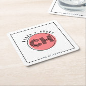 Minimal retro monogram initials Wedding Kartonnen Onderzetters (Schuin)