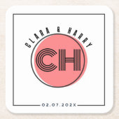 Minimal retro monogram initials Wedding  Kartonnen Onderzetters (Voorkant)