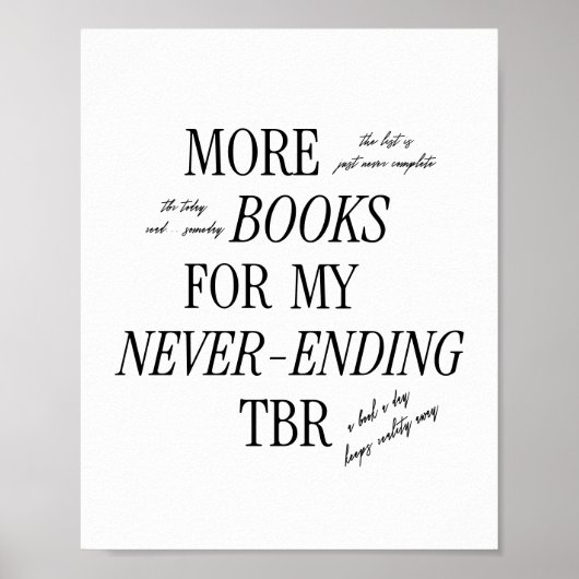 Minimal & Retro 'Never-ending TBR' Boekenliefhebbe Poster (Voorkant)