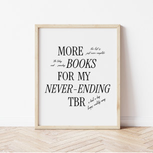 Minimal & Retro 'Never-ending TBR' Boekenliefhebbe Poster