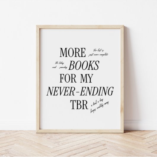 Minimal & Retro 'Never-ending TBR' Boekenliefhebbe Poster