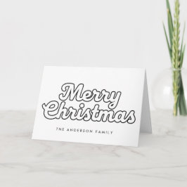 Minimal Retro Outline Script Merry Christmas Feestdagen Kaart