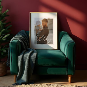 Minimal Retro Wavy Lijst Merry Script Custom Photo Poster