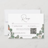 Minimal Roest Groene Eucalyptus Krans Wedding QR RSVP Kaartje (Voorkant)