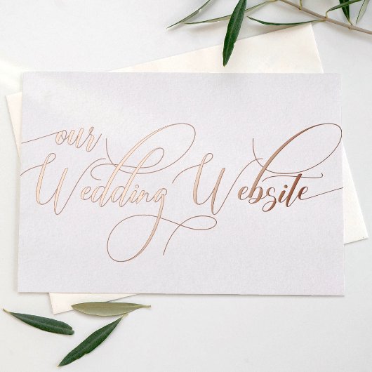 Minimal Roos Gold Wedding Website Enclosure Kaart