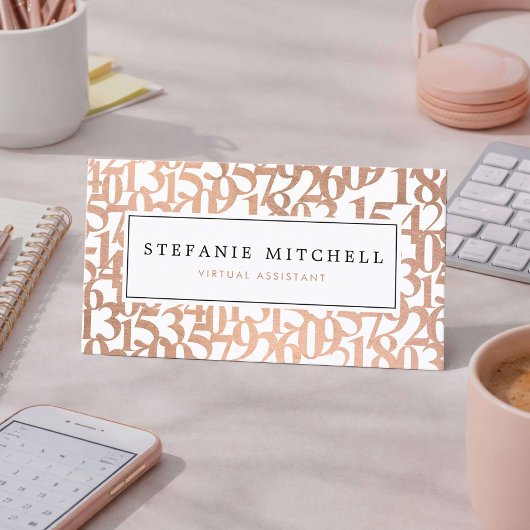 Minimal Rose Gold Virtual Assistant Visitekaartje