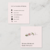 Minimal Rose Hair Stylist Business Card | Elegant  Vierkante Visitekaartje (Voorkant / Achterkant)