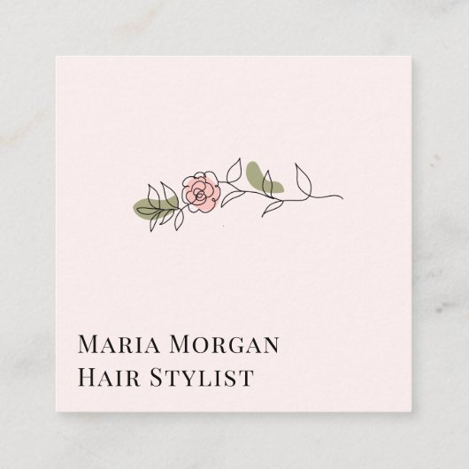 Minimal Rose Hair Stylist Business Card | Elegant  Vierkante Visitekaartje (Achterkant)