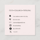 Minimal Rose Hair Stylist Business Card | Elegant  Vierkante Visitekaartje (Voorkant)