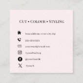 Minimal Rose Hair Stylist Business Card | Elegant  Vierkante Visitekaartje (Achterkant)