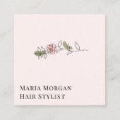Minimal Rose Hair Stylist Business Card | Elegant  Vierkante Visitekaartje (Voorkant)