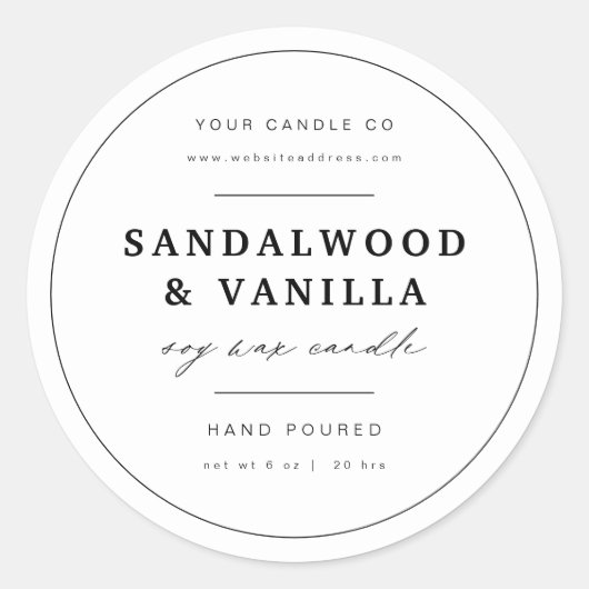 Minimal Round Candle Merk Label Product Sticker (Voorkant)