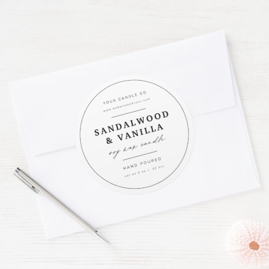 Minimal Round Candle Merk Label Product Sticker (Envelop)