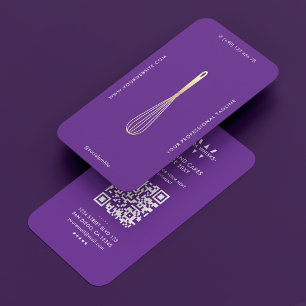 Minimal Royal Paarse Baker Cateraar Chef Whisk Visitekaartje
