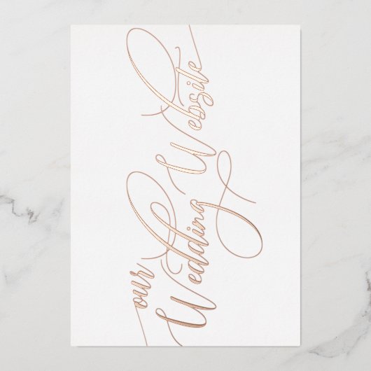 Minimal Roze Gouden Trouwwebsite Bijlagekaart Folie Feestdagenkaart (Voorkant)